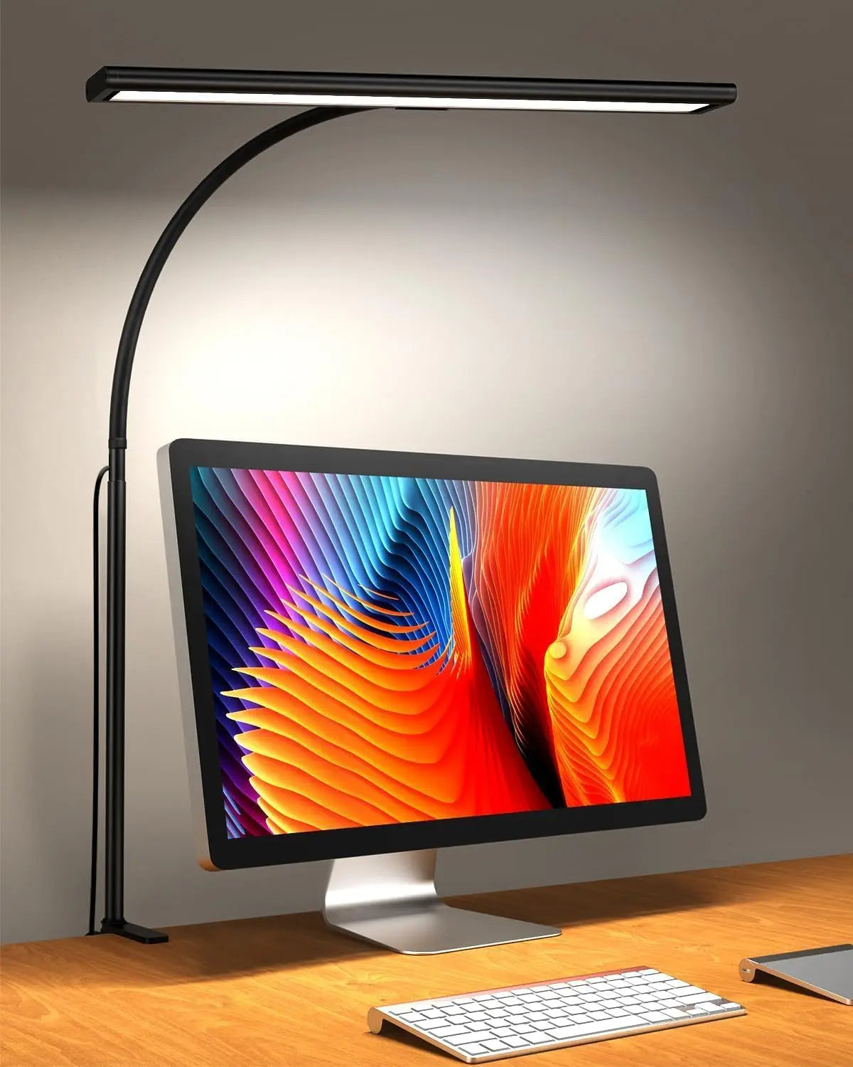 LED Desk Lamp Stepless Dimming Desk Lamps With Clamp Eye Caring Desk Light With Adjustable Gooseneck