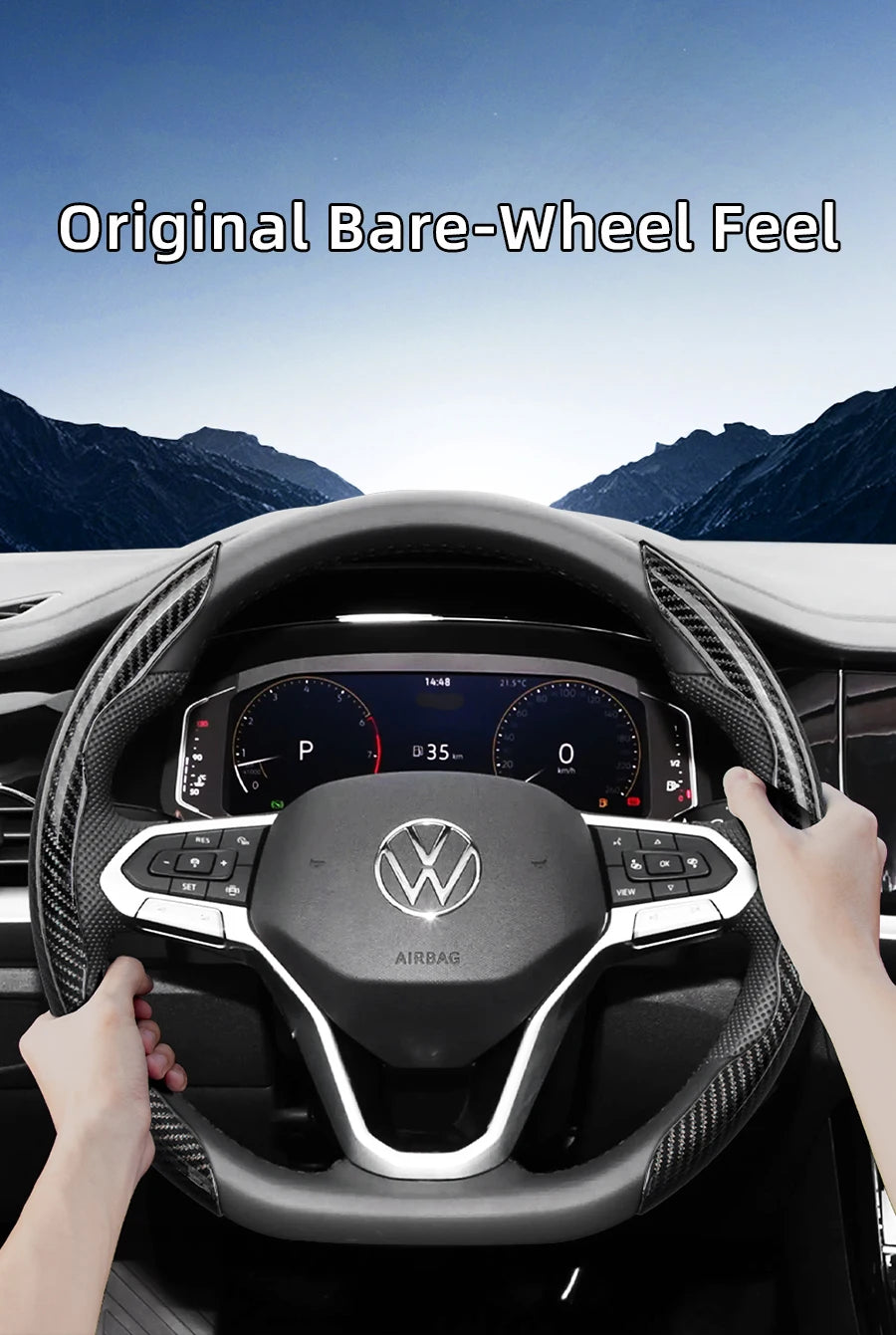 Suitable for Volkswagen Carbon Fiber Texture Steering Wheel Cover with Segmented