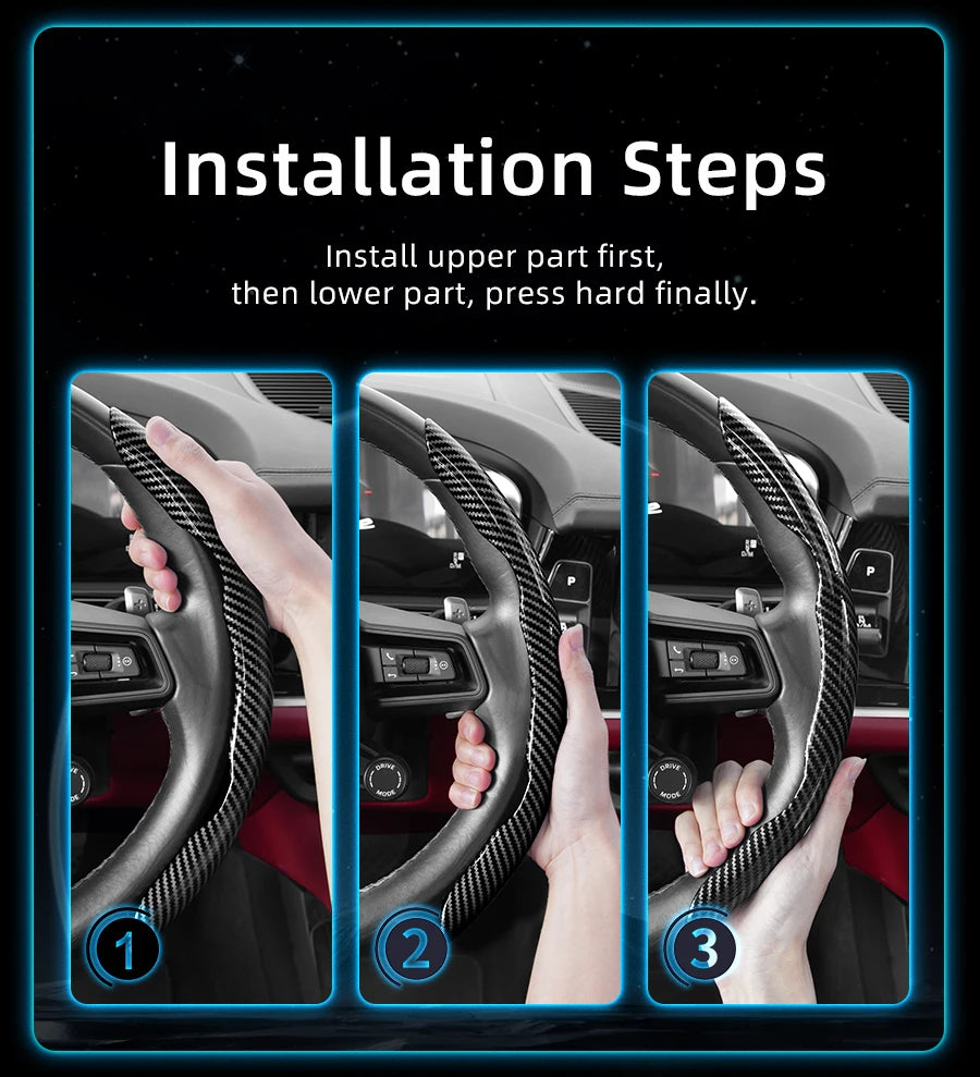Suitable for Volkswagen Carbon Fiber Texture Steering Wheel Cover with Segmented