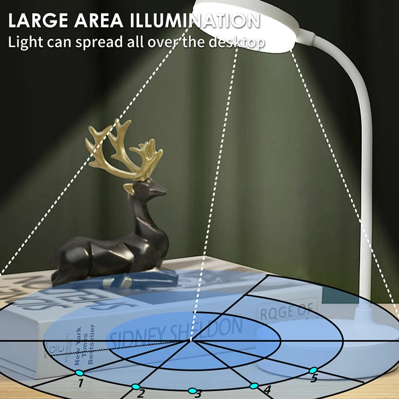 LED Desk Lamp 3 Levels Dimmable USB Rechargeable Battery Powered Portable Touch Table Light Eye protection