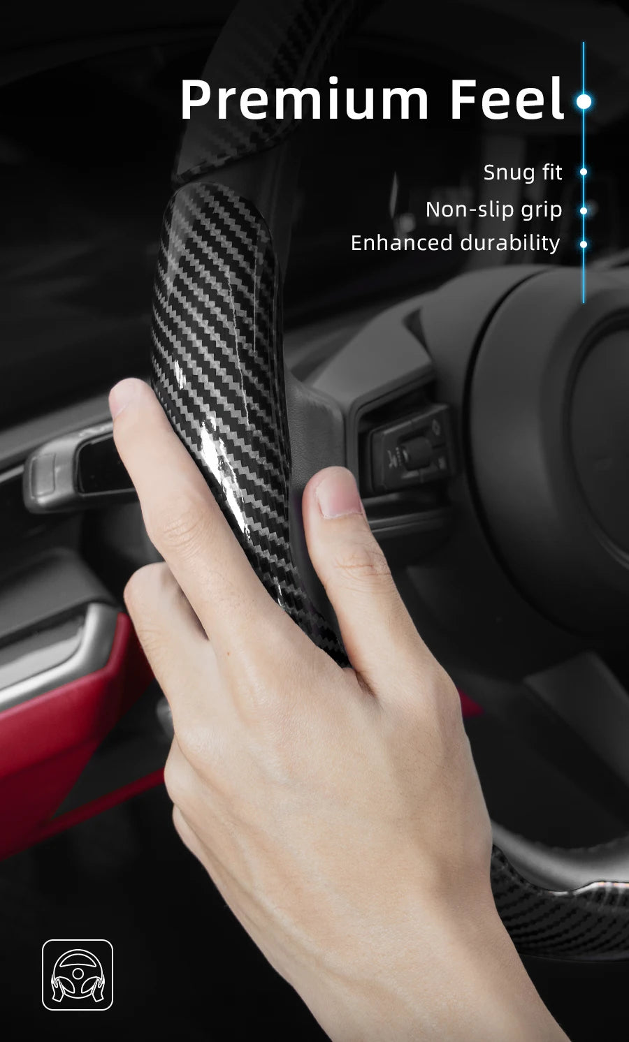 Suitable for Volkswagen Carbon Fiber Texture Steering Wheel Cover with Segmented