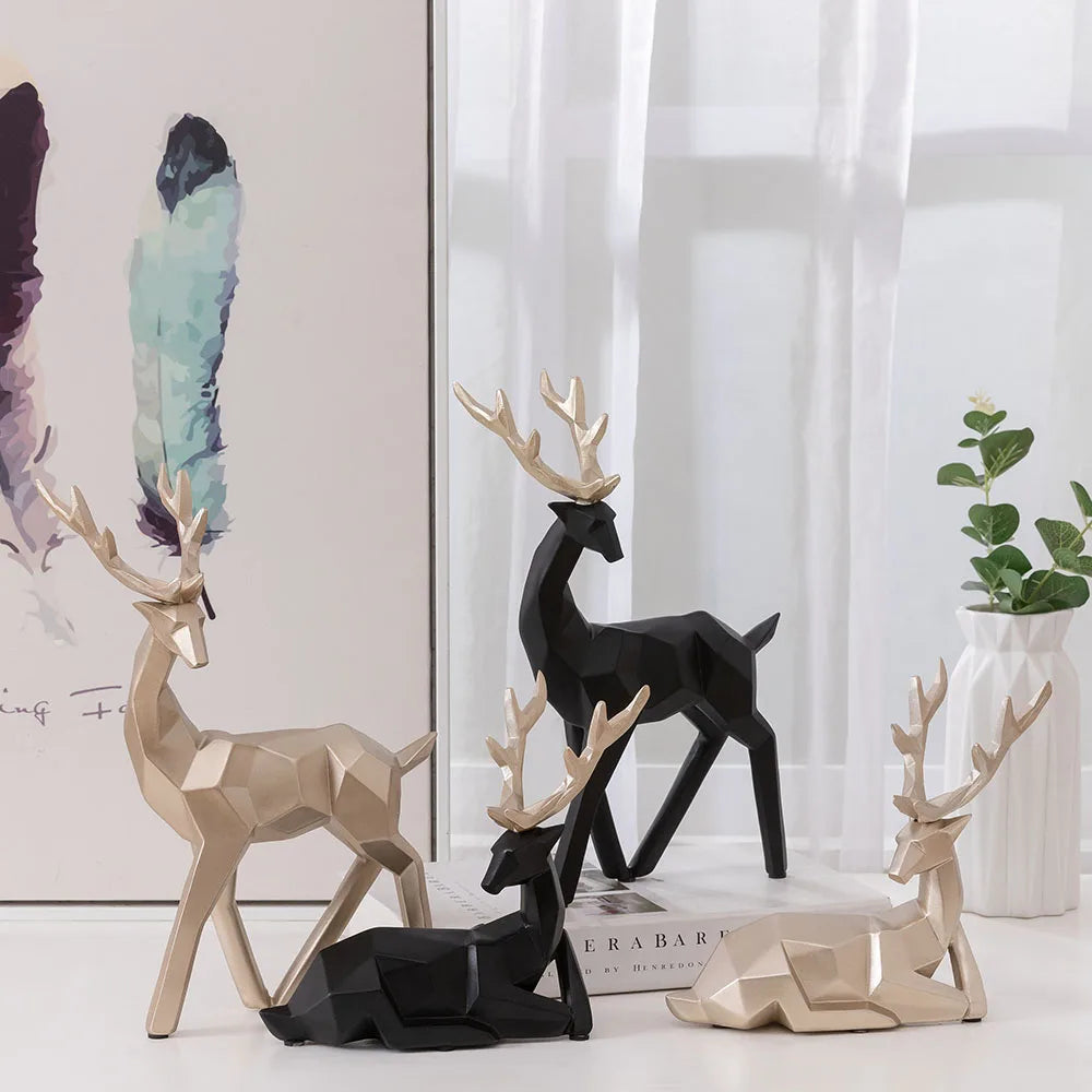 geometric resin deer ornaments