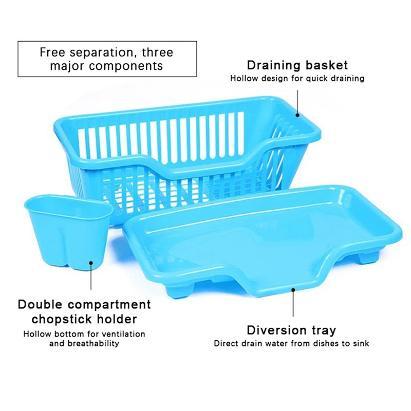 Kitchen Drainage Rack With Drainer Board Countertop Utensils Plates Chopsticks Bowls Spoons