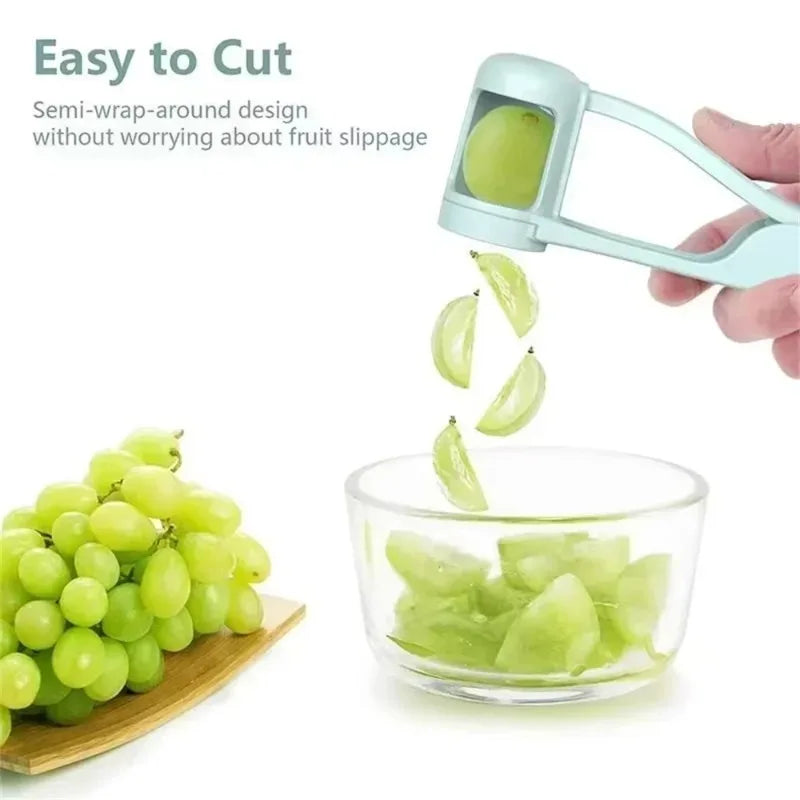 Toddler Grape Cutter, Stainless Steel Fruit Slicer for Baby, Kitchen Gadget to Quarter Grapes and Tomatoes