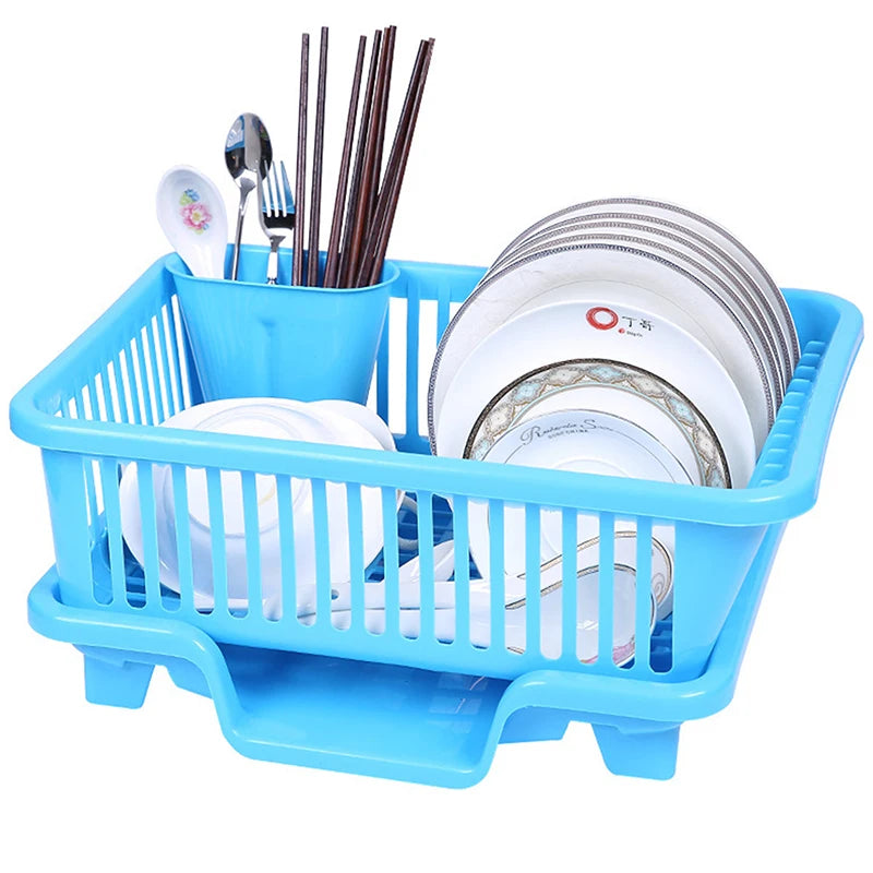 Kitchen Drainage Rack With Drainer Board Countertop Utensils Plates Chopsticks Bowls Spoons