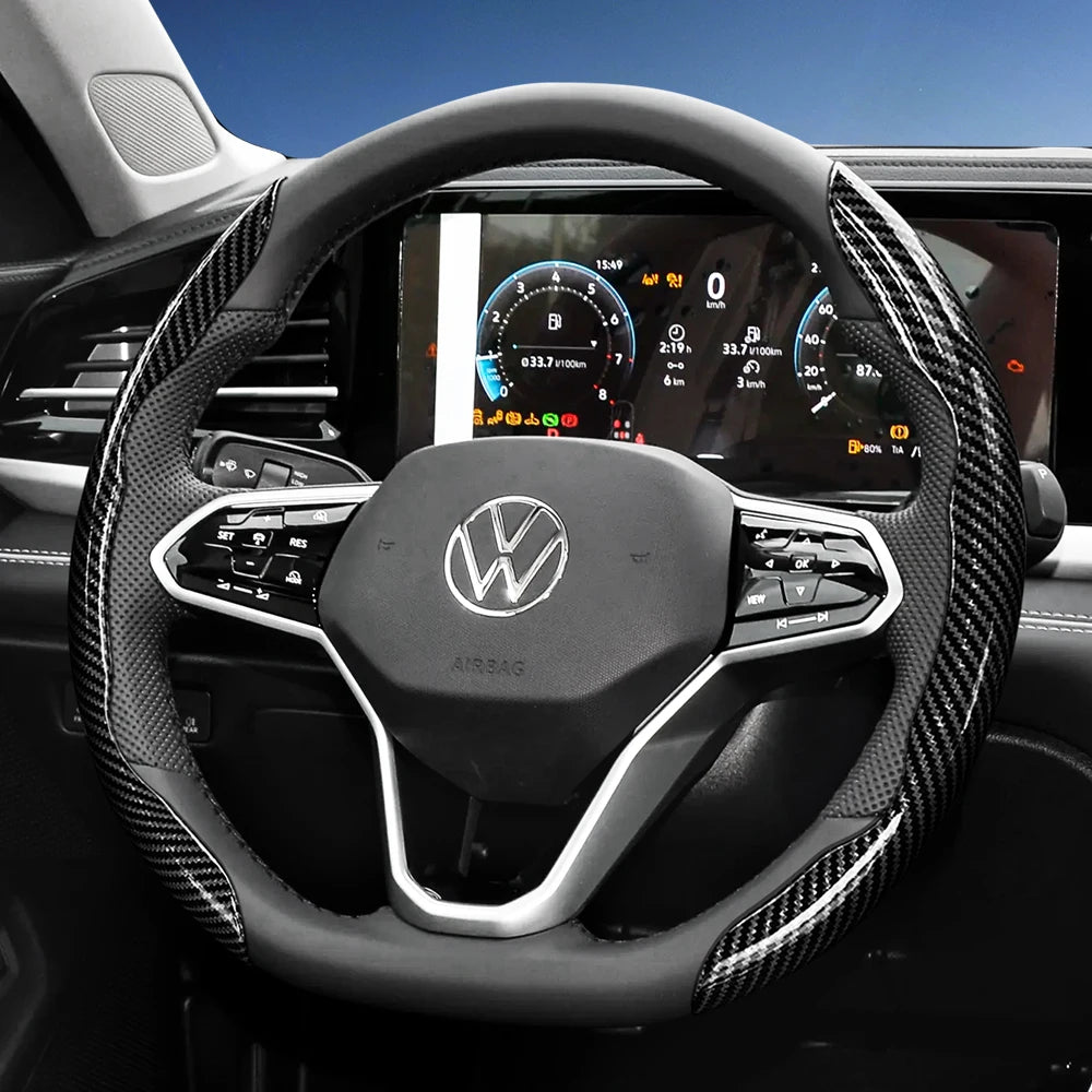 Suitable for Volkswagen Carbon Fiber Texture Steering Wheel Cover with Segmented