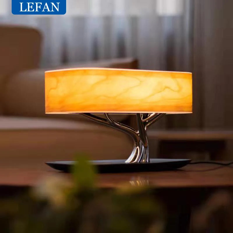 Smart Bedside LED Desk Lamp Built-in Bluetooth Speaker Wireless Phone Charger Smart LED Dimmable