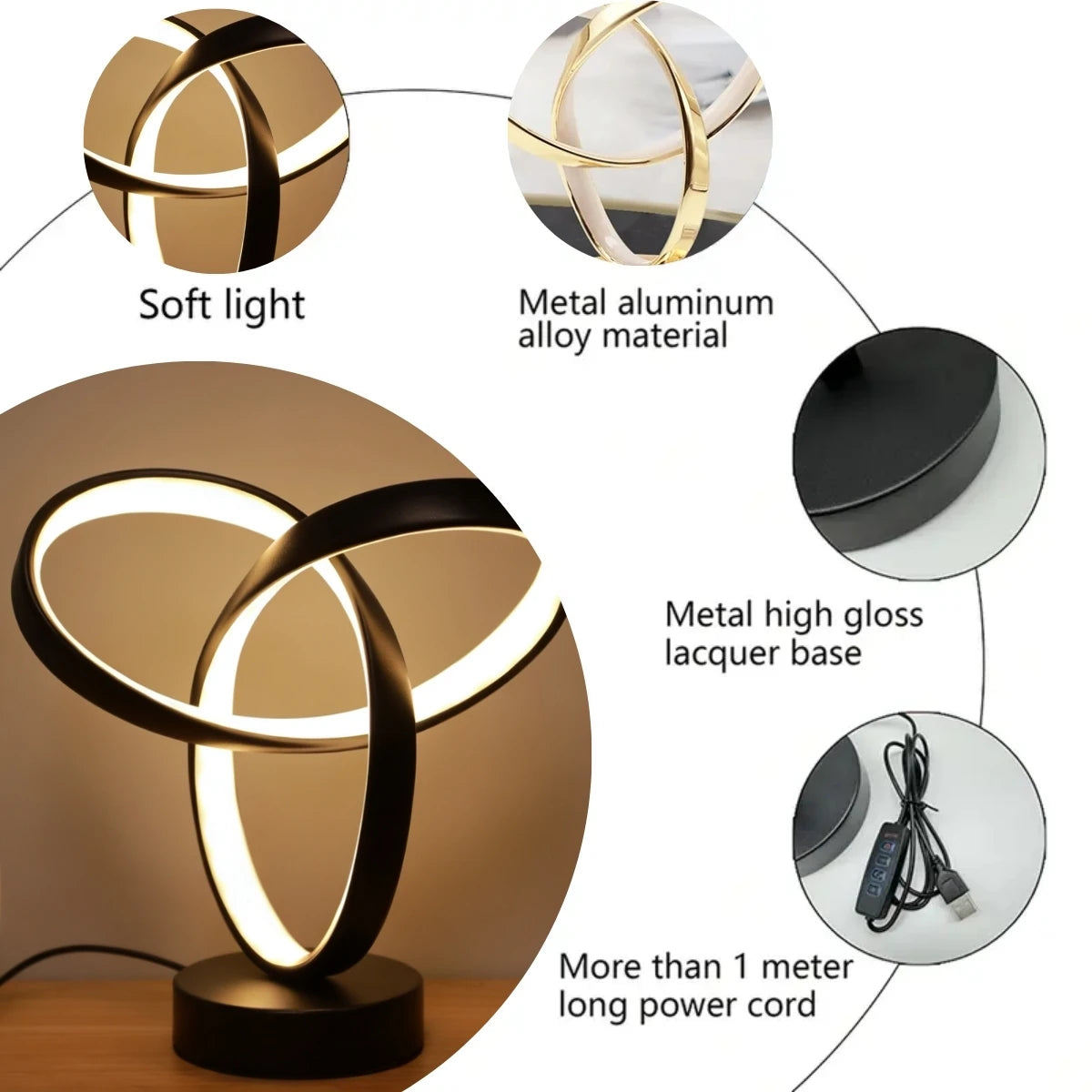 Modern and stylish LED desk lamp - USB dimmable, perfect for office, bedroom, study decoration,