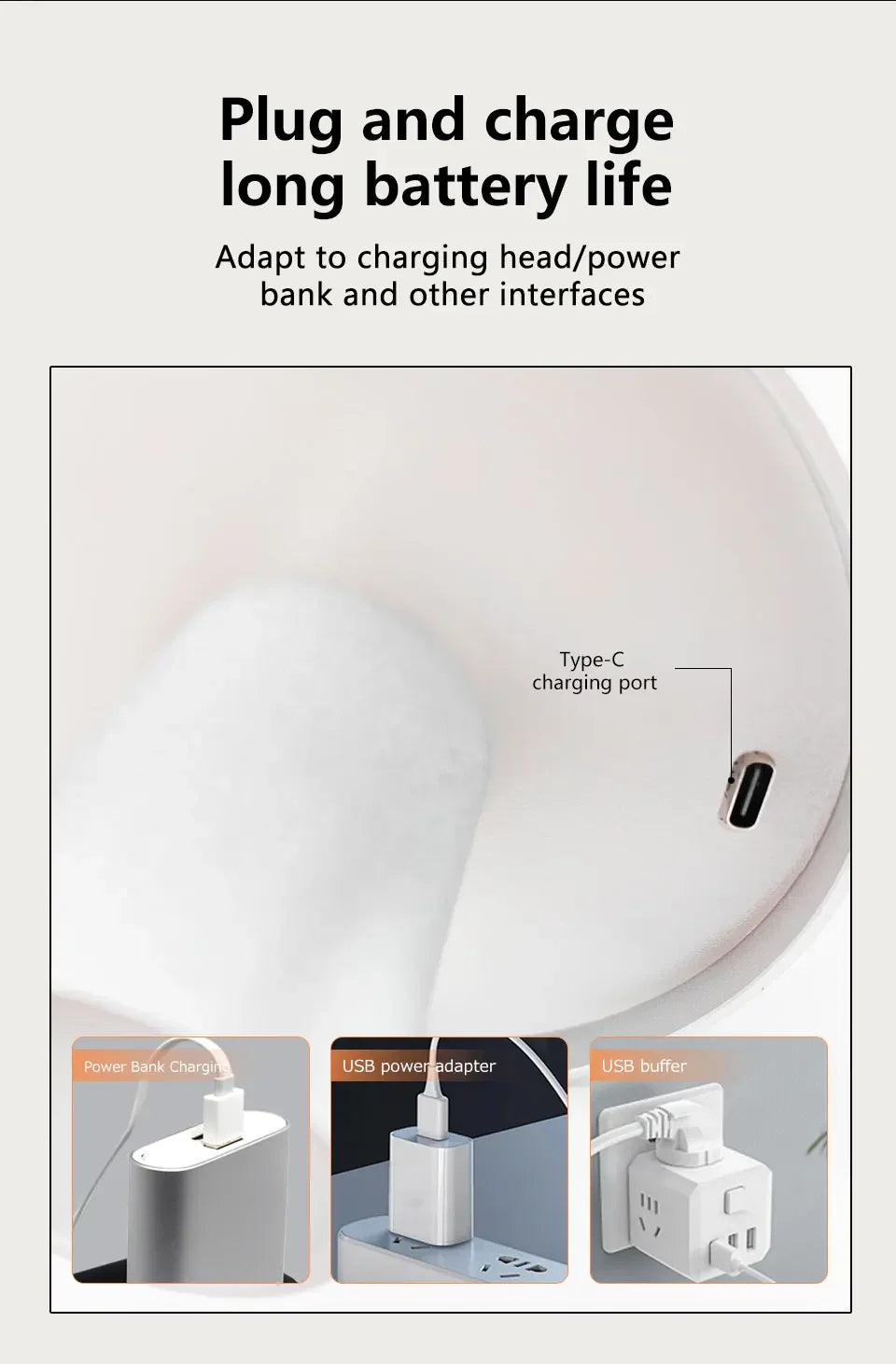 LED Desk Lamp Usb Rechargeable Table Lamp Wireless Touch 3 Color Desktop Night Light