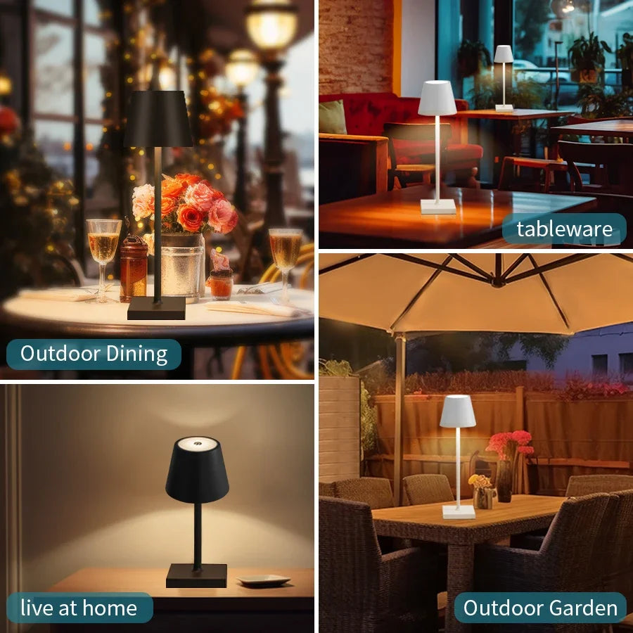 LED Desk Lamp Usb Rechargeable Table Lamp Wireless Touch 3 Color Desktop Night Light