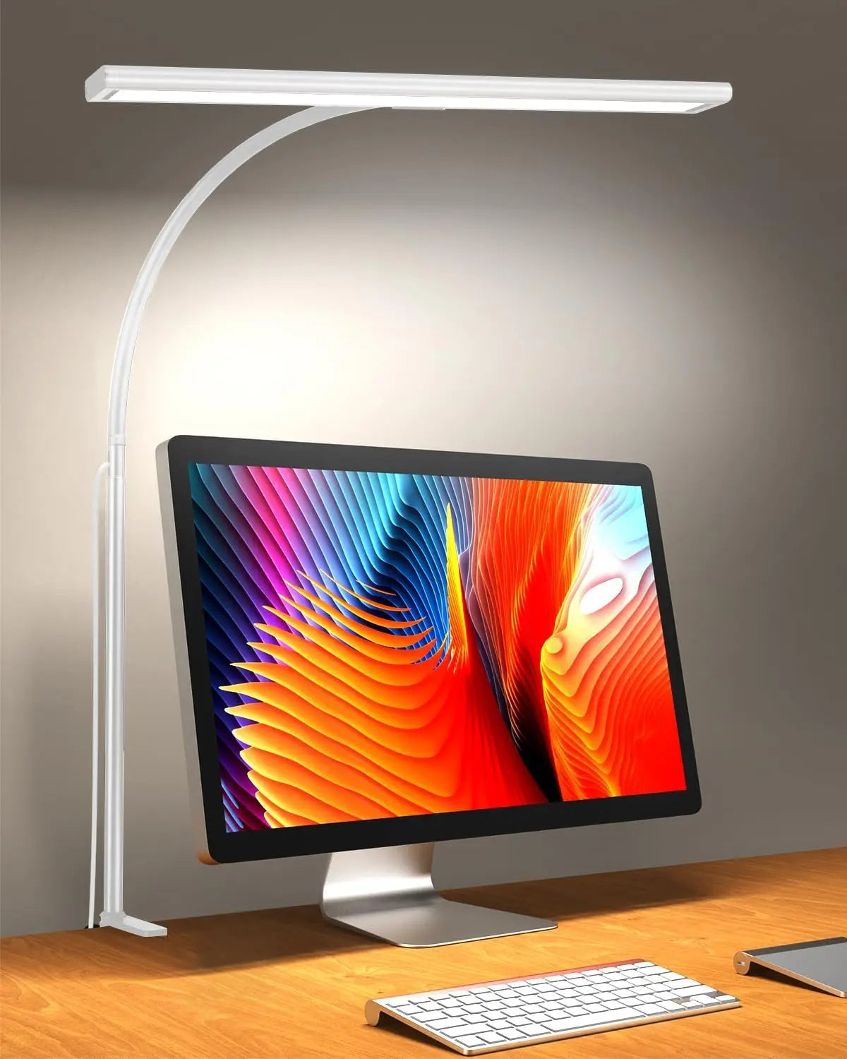 LED Desk Lamp Stepless Dimming Desk Lamps With Clamp Eye Caring Desk Light With Adjustable Gooseneck