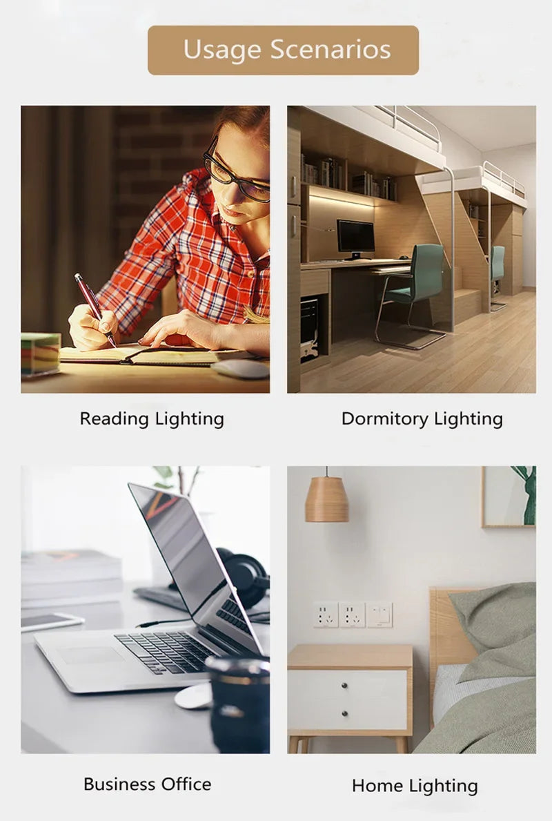 LED clip type desk lamp, student dormitory, bedroom, desktop, bedside reading lamp, eye protection small desk lamp, black
