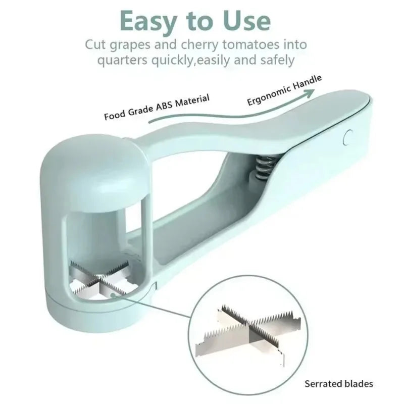 Toddler Grape Cutter, Stainless Steel Fruit Slicer for Baby, Kitchen Gadget to Quarter Grapes and Tomatoes
