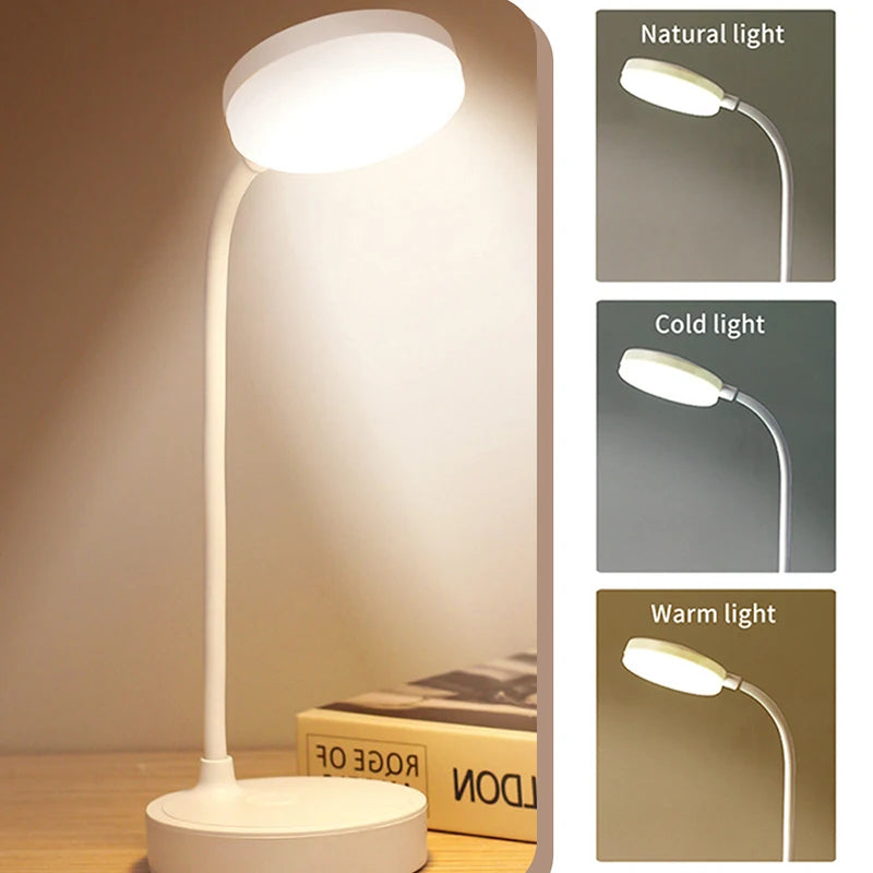 LED Desk Lamp 3 Levels Dimmable USB Rechargeable Battery Powered Portable Touch Table Light Eye protection