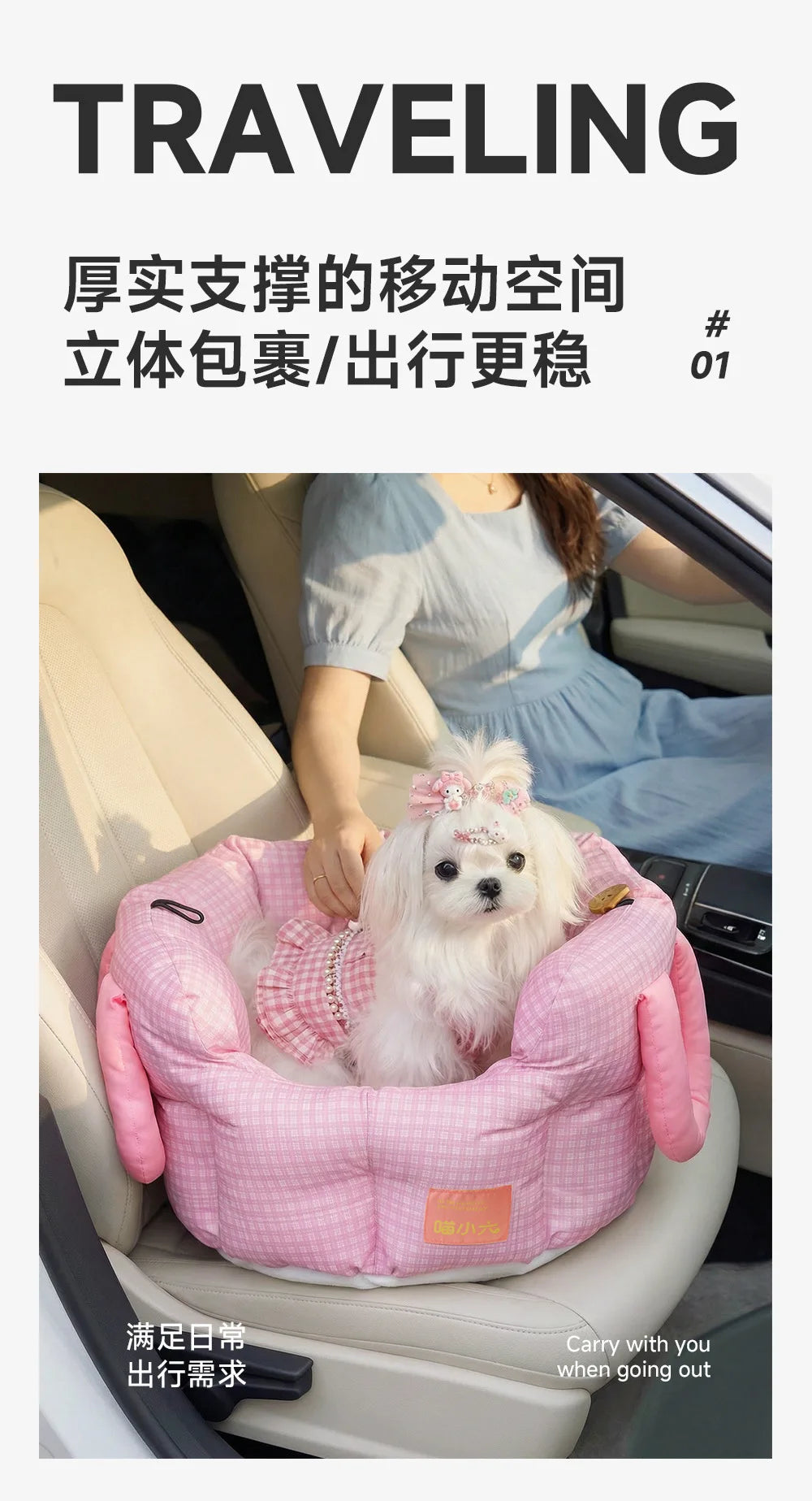 Car Kennel for Dogs Cats Small Pets Travel Carrier Anti-Slip Waterproof Car Seat Cover Dog Crate Pad Pet Car Mat Co-Pilot