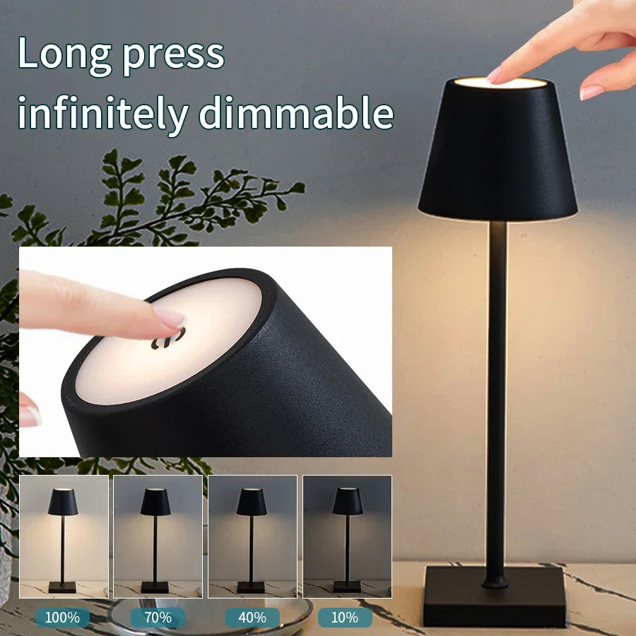 LED Desk Lamp Usb Rechargeable Table Lamp Wireless Touch 3 Color Desktop Night Light