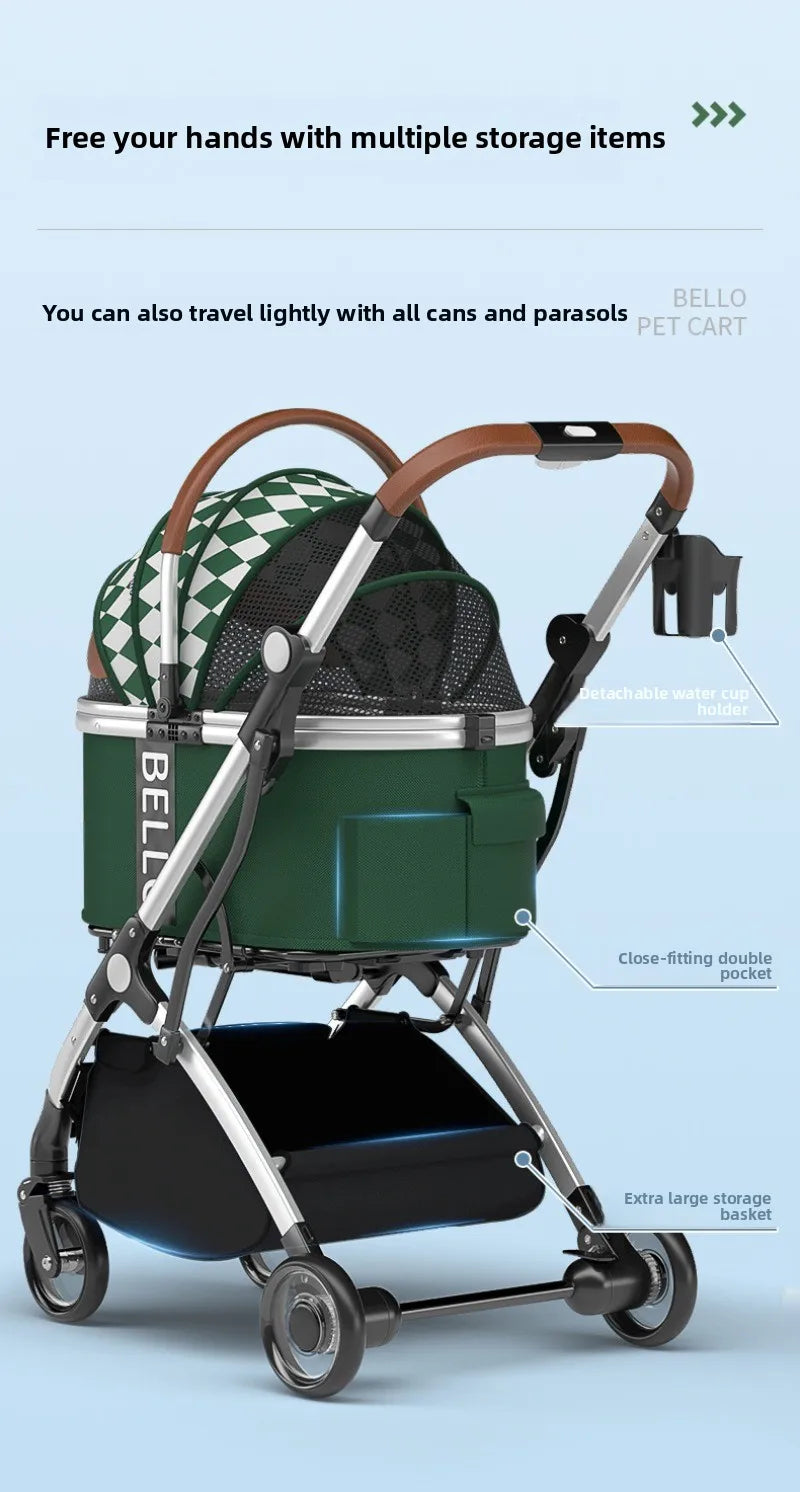 Pet Stroller Cats Dogs Carrier Wheels