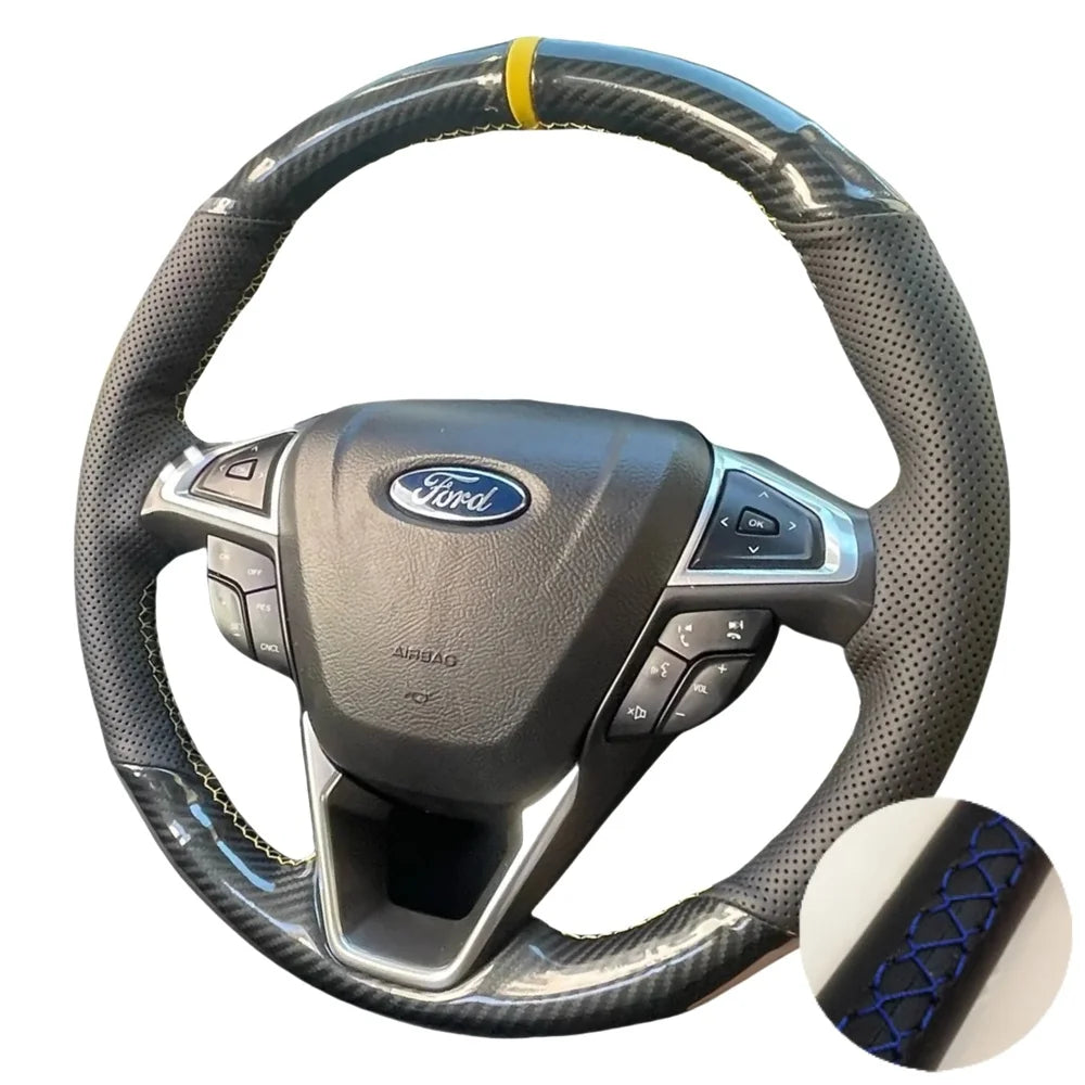 Hand Stitched Suede Leather Car Steering Wheel Cover For Ford Fusion Mondeo