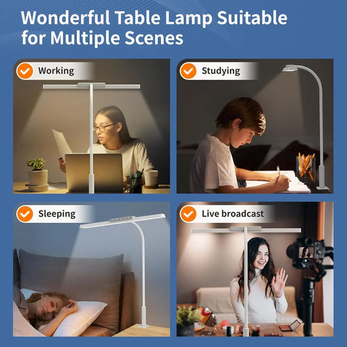 Desk Lamp, 3 Colors Stepless Dimming LED Desk Lamps for Home Office Adjustable Memory Desk