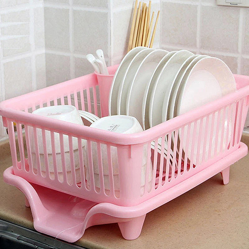 Kitchen Drainage Rack With Drainer Board Countertop Utensils Plates Chopsticks Bowls Spoons