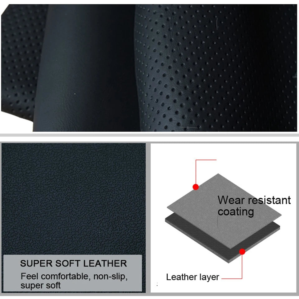 Hand Stitched Suede Leather Car Steering Wheel Cover For Ford Fusion Mondeo
