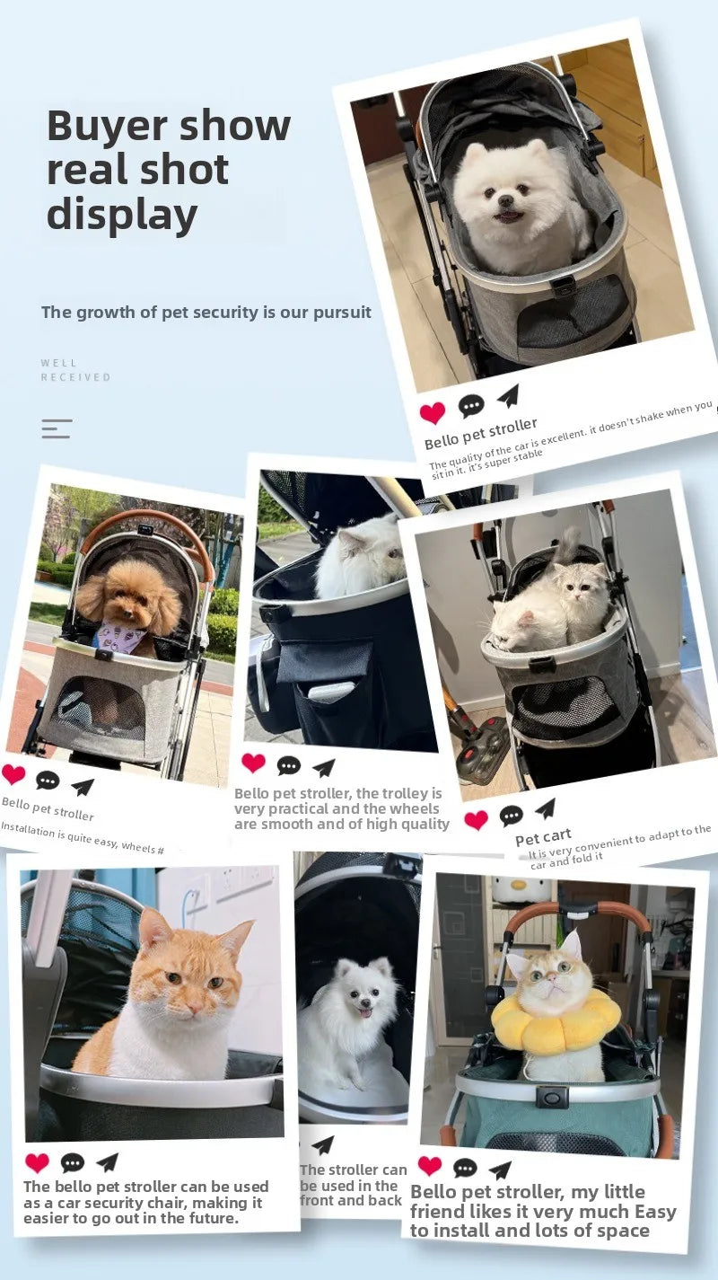 Pet Stroller Cats Dogs Carrier Wheels