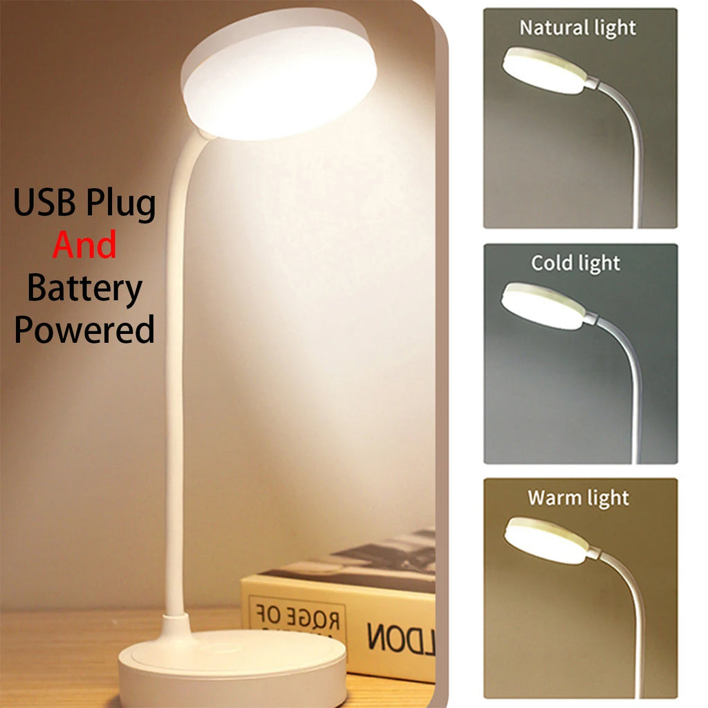 LED Desk Lamp 3 Levels Dimmable USB Rechargeable Battery Powered Portable Touch Table Light Eye protection