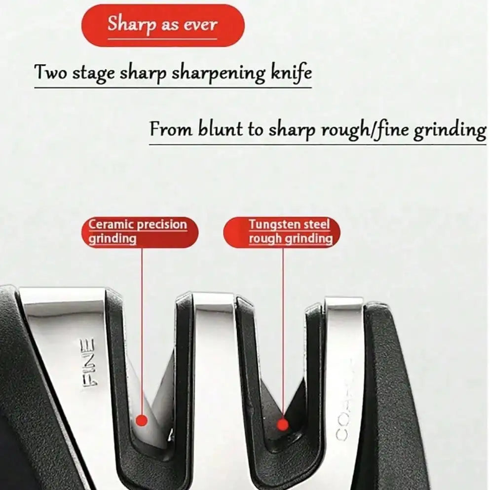 2 Pack 3 Stage Knife Sharpener Multi Function Quick Sharpening Tool With Non-Slip Base