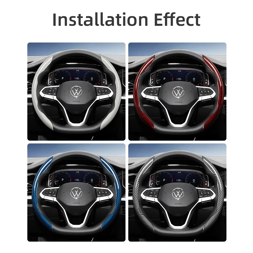 Suitable for Volkswagen Carbon Fiber Texture Steering Wheel Cover with Segmented