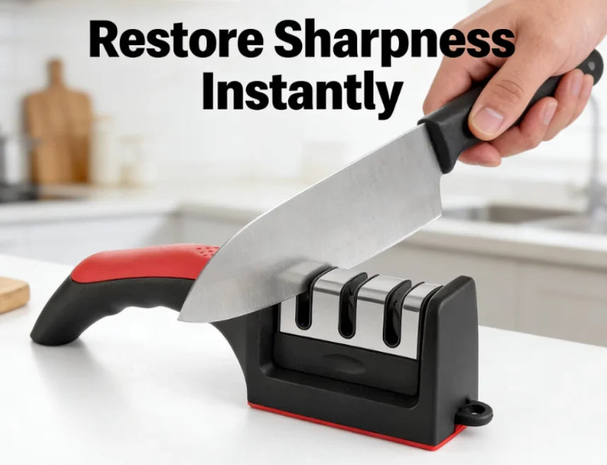 2 Pack 3 Stage Knife Sharpener Multi Function Quick Sharpening Tool With Non-Slip Base
