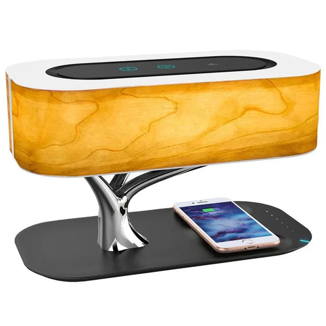 Smart Bedside LED Desk Lamp Built-in Bluetooth Speaker Wireless Phone Charger Smart LED Dimmable