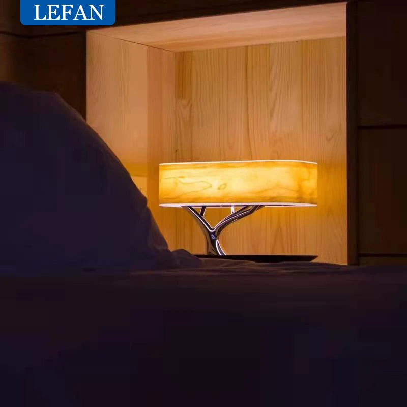 Smart Bedside LED Desk Lamp Built-in Bluetooth Speaker Wireless Phone Charger Smart LED Dimmable