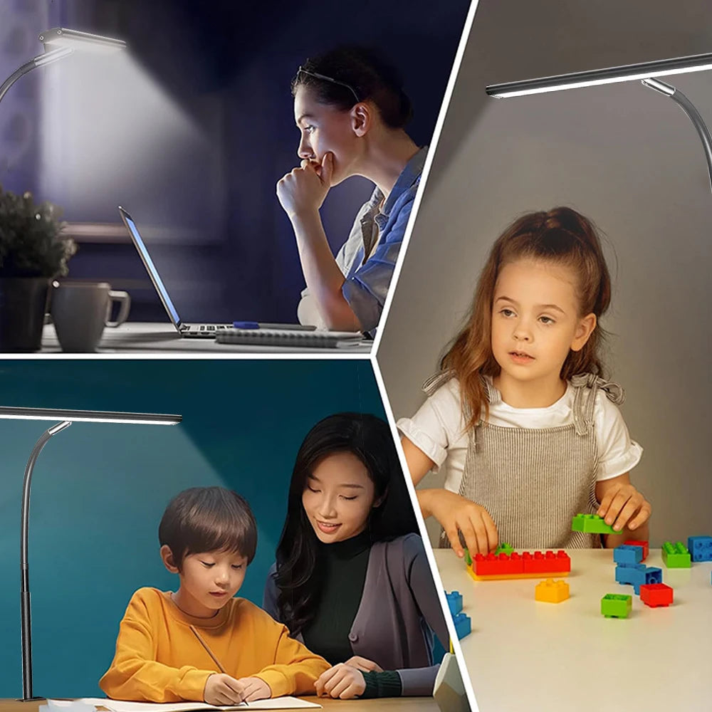 LED Desk Lamp Eye-Care Reading Desk Lamp with Flexible Gooseneck Stepless Dimming