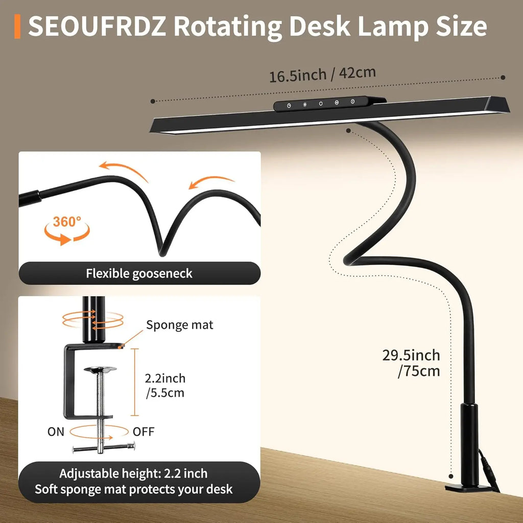 Desk Lamp, 3 Colors Stepless Dimming LED Desk Lamps for Home Office Adjustable Memory Desk