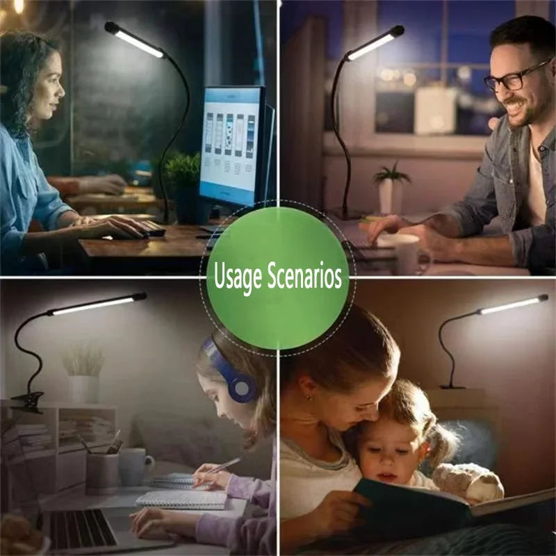 LED clip type desk lamp, student dormitory, bedroom, desktop, bedside reading lamp, eye protection small desk lamp, black