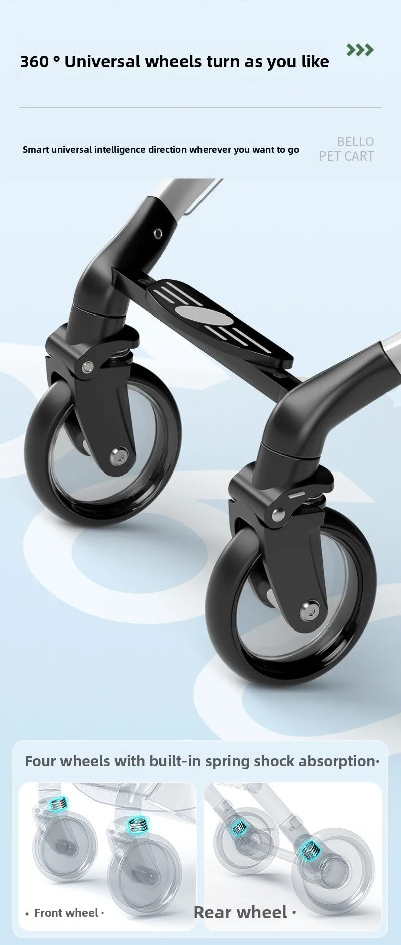 Pet Stroller Cats Dogs Carrier Wheels