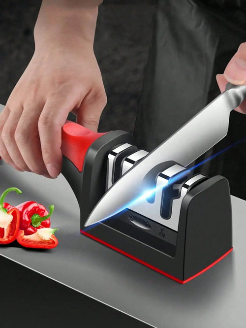 2 Pack 3 Stage Knife Sharpener Multi Function Quick Sharpening Tool With Non-Slip Base