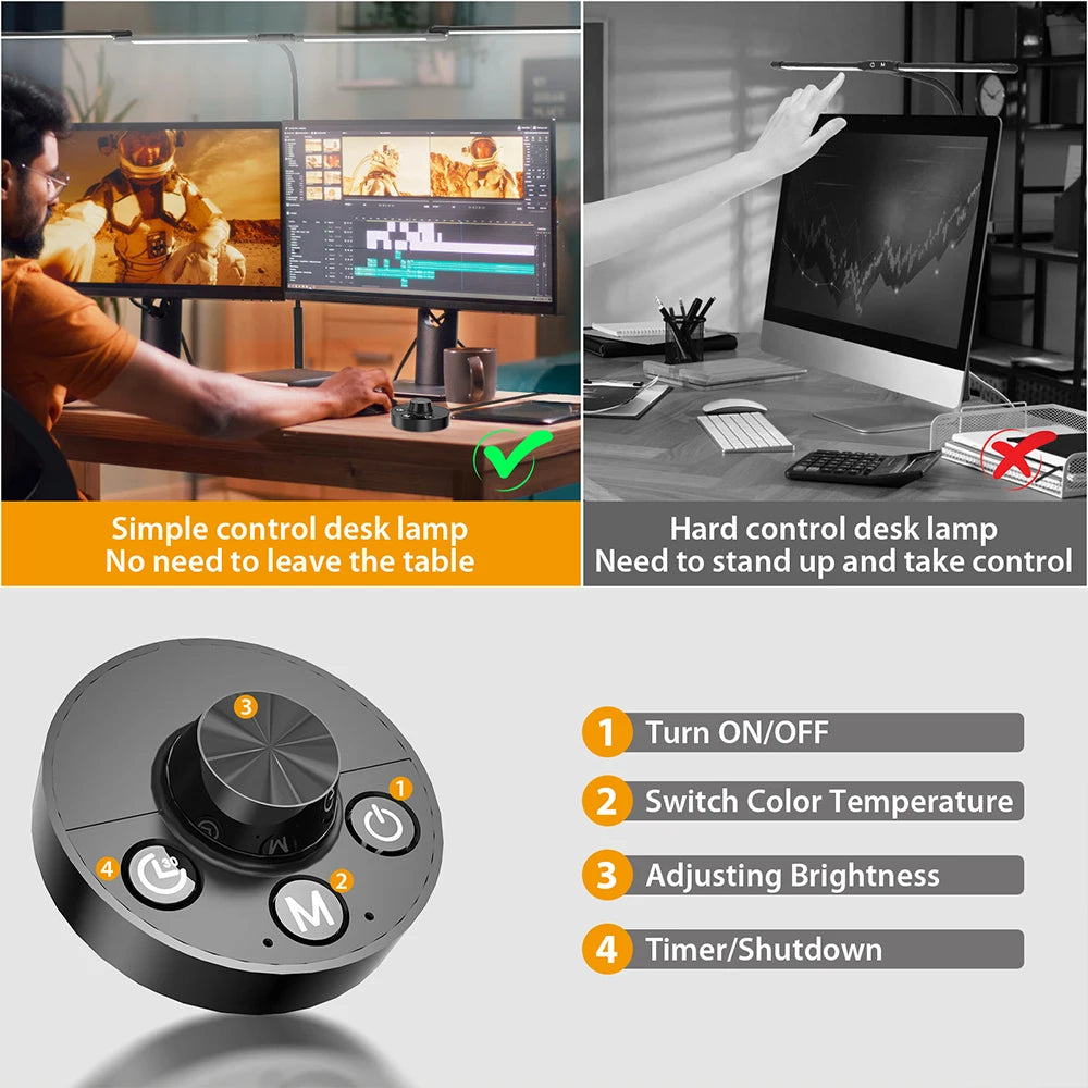 Led Desk Lamp with Clamp Architect Desk Lamp for Home Office 24W Ultra Bright Auto Dimming PC Light