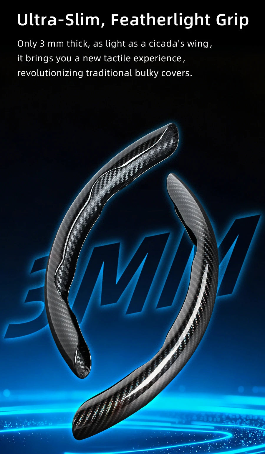 Suitable for Volkswagen Carbon Fiber Texture Steering Wheel Cover with Segmented