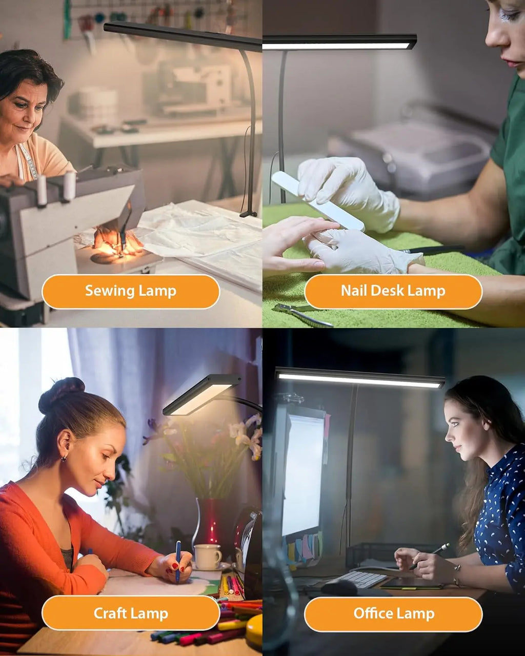 LED Desk Lamp Stepless Dimming Desk Lamps With Clamp Eye Caring Desk Light With Adjustable Gooseneck